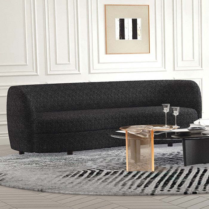 Slate Sofa – Black Kidney-Shaped Bouclé