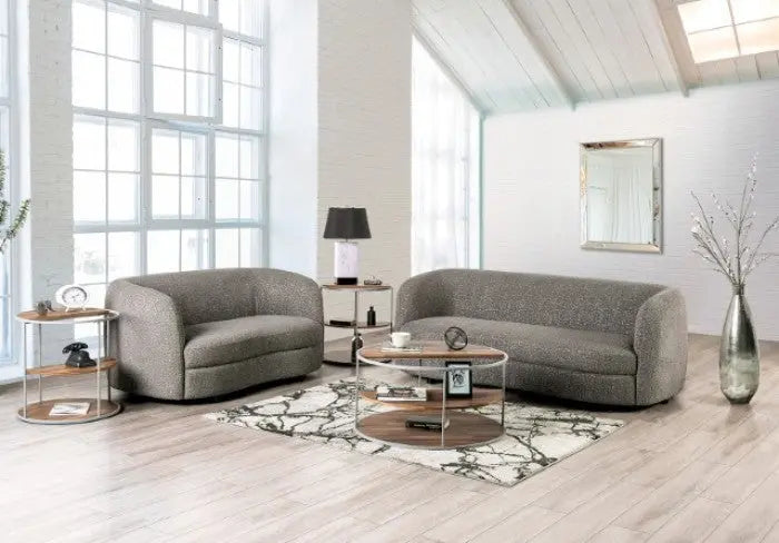 Slate Loveseat – Charcoal Gray Bouclé Kidney Silhouette Denmark Home