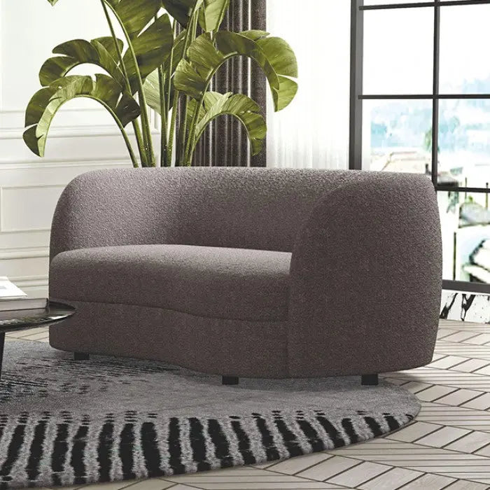 Slate Loveseat – Charcoal Gray Bouclé Kidney Silhouette Denmark Home