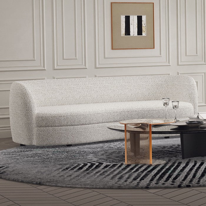 Slate Sofa – Off-White Bouclé Kidney Silhouette
