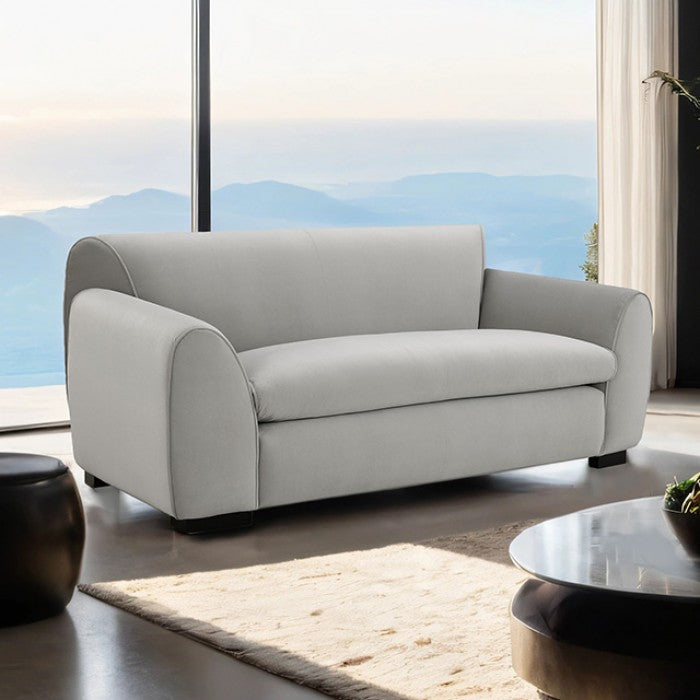 Ayla Loveseat-Light Gray Velvet Bench Seating