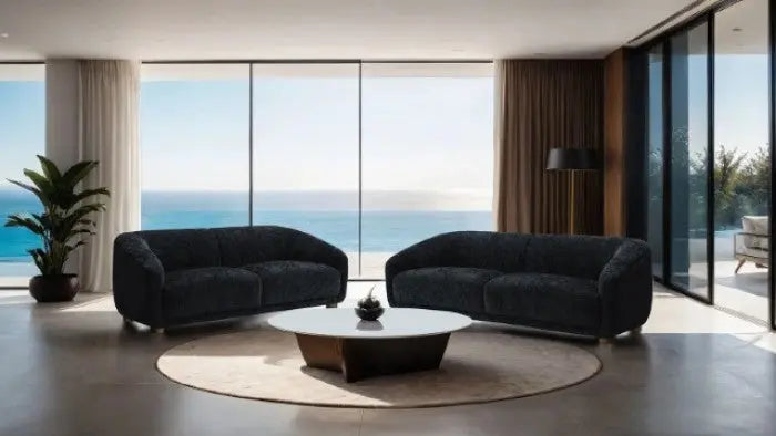 Arcen Sofa – Black Chenille with Sloped Arms Denmark Home