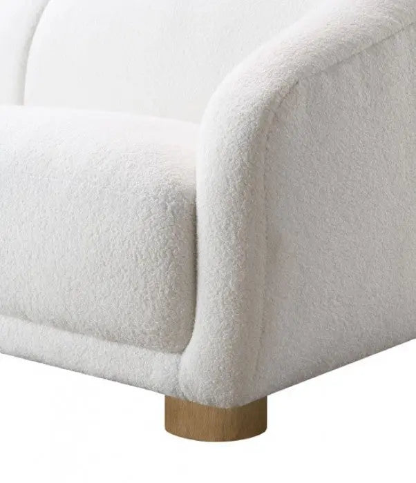 Arcen Sofa – White Boucle with Round Wooden Legs Denmark Home