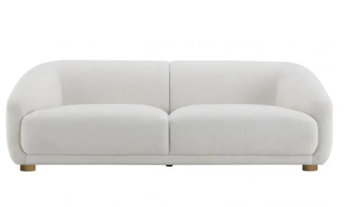 Arcen Sofa – White Boucle with Round Wooden Legs Denmark Home