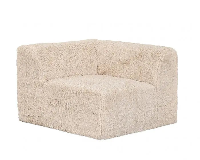 Riff Large L-Sectional Sofa with Ottoman – Sand Faux Fur Denmark Home
