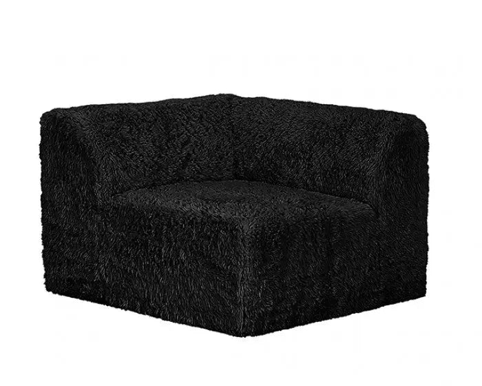 Riff Large L-Sectional Sofa with Ottoman – Black Faux Fur Denmark Home