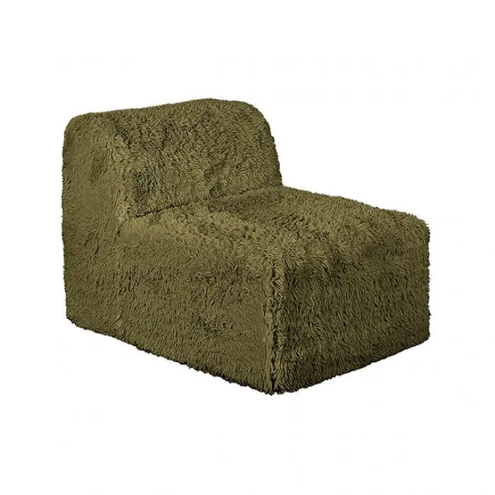Riff Large L-Sectional Sofa with Ottoman – Olive Green Faux Fur Denmark Home