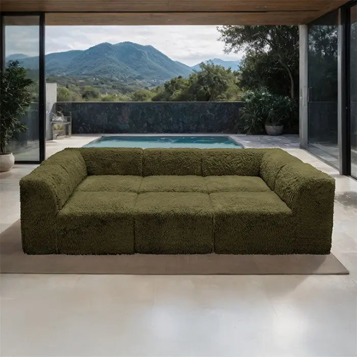 Riff Daybed – Olive Green Faux Fur with Compressed Foam Denmark Home
