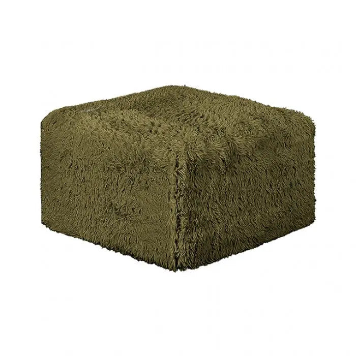 Riff Large L-Sectional Sofa with Ottoman – Olive Green Faux Fur Denmark Home