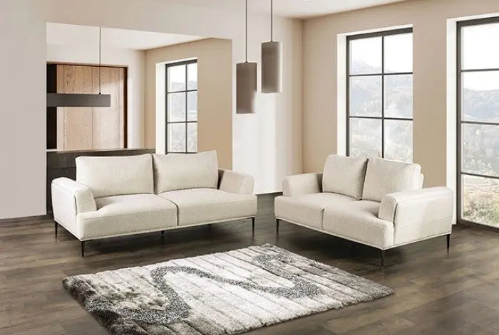 Moden Loveseat – Beige Chenille with Metal Legs Denmark Home