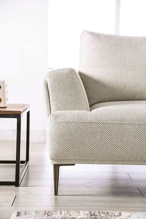 Moden Loveseat – Beige Chenille with Metal Legs Denmark Home