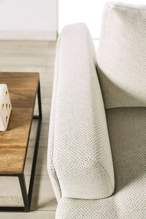 Moden Loveseat – Beige Chenille with Metal Legs Denmark Home
