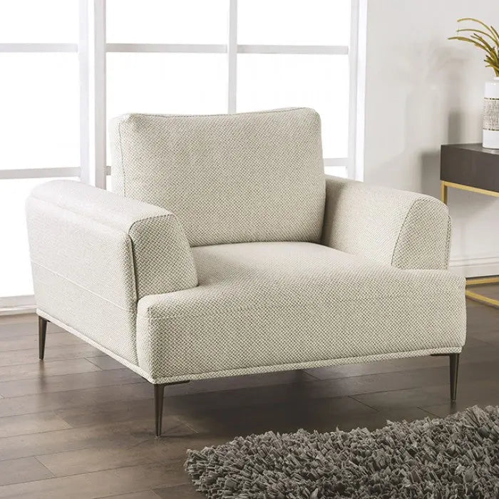 Moden Accent Chair – Beige Chenille with Metal Legs Denmark Home