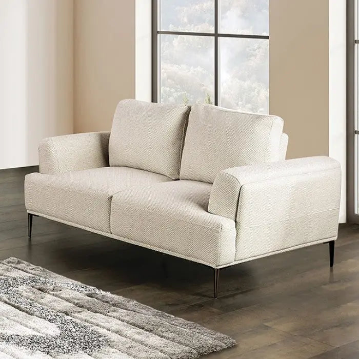 Moden Loveseat – Beige Chenille with Metal Legs Denmark Home