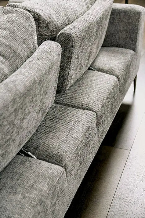 Moden Sofa – Gray Chenille with Wide Seat and Flared Arms Denmark Home