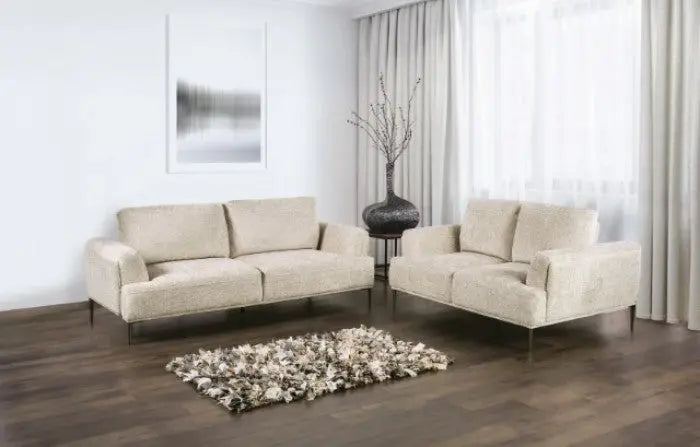 Moden Loveseat – Light Brown Chenille with Metal Legs Denmark Home