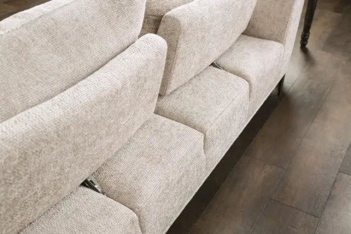 Moden Loveseat – Light Brown Chenille with Metal Legs Denmark Home