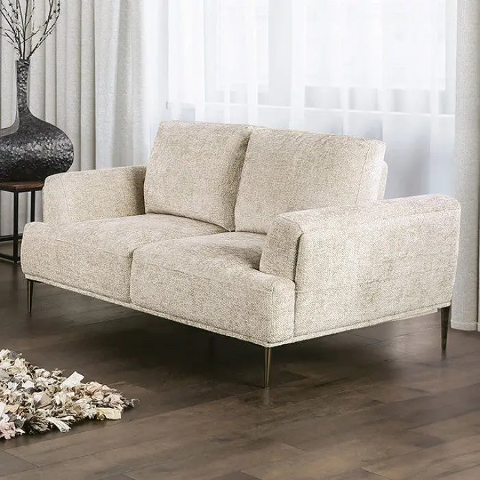 Moden Loveseat – Light Brown Chenille with Metal Legs Denmark Home