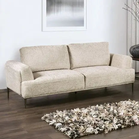 Moden Sofa – Light Brown Chenille with Wide Seat and Flared Arms Denmark Home
