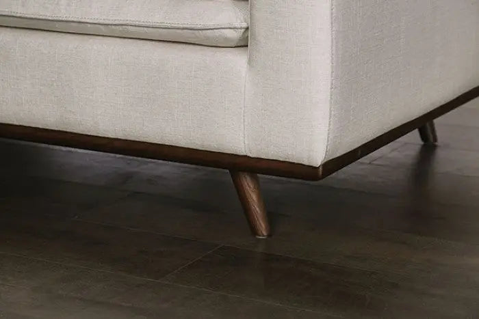 Liva Sofa – Dark Brown Frame with Linen White Cushions Denmark Home