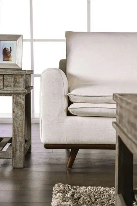 Liva Sofa – Dark Brown Frame with Linen White Cushions Denmark Home