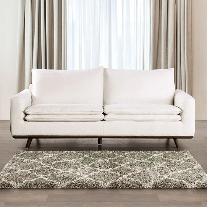 Liva Sofa – Dark Brown Frame with Linen White Cushions Denmark Home