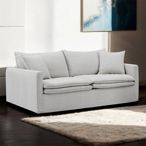 Vara Sofa – Light Gray Linen with Feather Blend Cushions