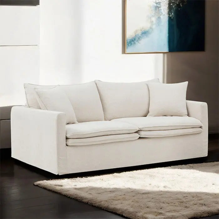 Vara Sofa – Taupe Linen with Feather Blend Cushions Denmark Home