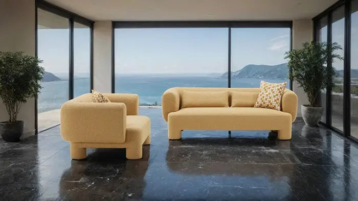 Karsen Oversized Chair – Yellow with Curved Back and Round Arms Denmark Home