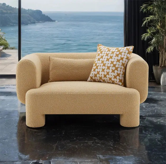 Karsen Oversized Chair – Yellow with Curved Back and Round Arms Denmark Home