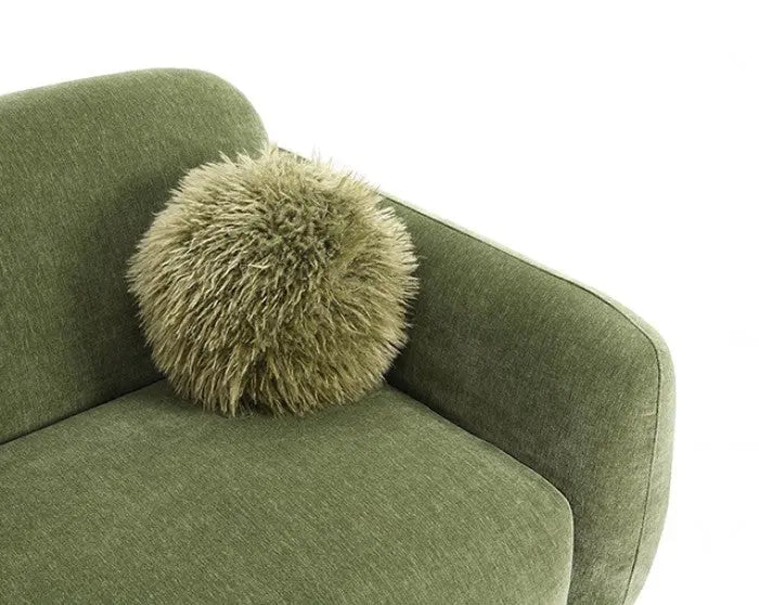 Nysa Sofa – Olive Green Chenille with Faux Fur Accents Denmark Home