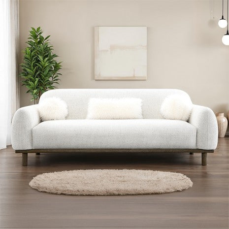 Nysa Sofa – Oat Chenille with Faux Fur Accents
