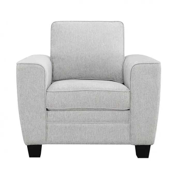 Montreux Transitional Chair – Light Gray Chenille with Faux Fur and Wood Trim Denmark Home