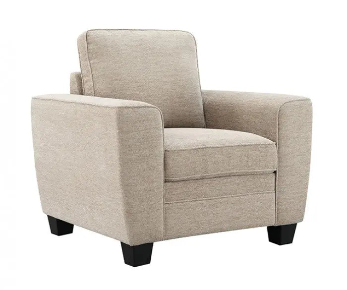 Montreux Transitional Chair – Taupe Chenille with Faux Fur and Wood Trim Denmark Home
