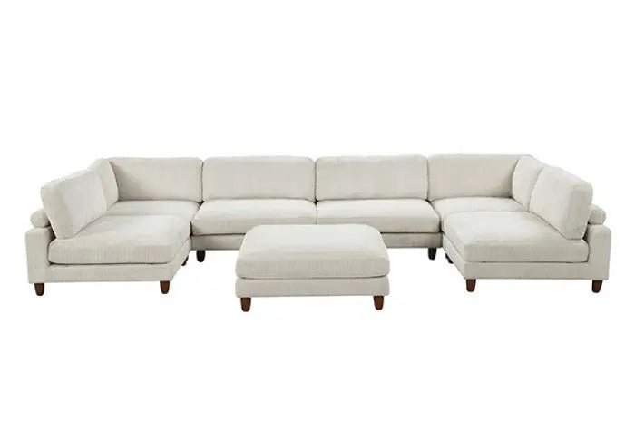 Fontaine Sectional [A] – Contemporary Beige Corduroy & Velvet Denmark Home