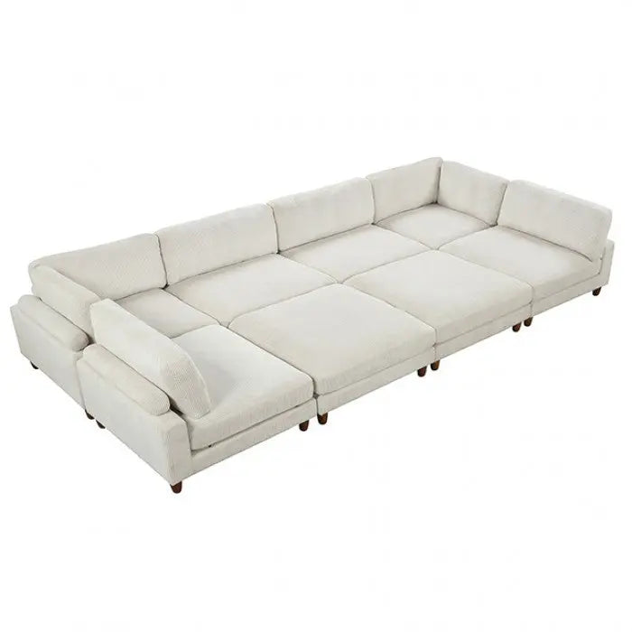 Fontaine Sectional [B] – Contemporary Beige Corduroy & Velvet Denmark Home