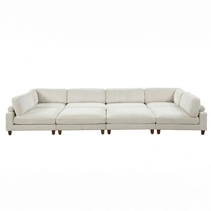 Fontaine Sectional [B] – Contemporary Beige Corduroy & Velvet Denmark Home