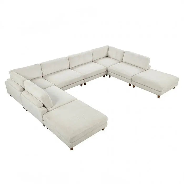 Fontaine Sectional [B] – Contemporary Beige Corduroy & Velvet Denmark Home