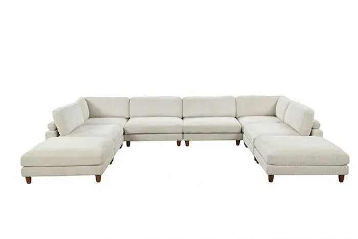 Fontaine Sectional [B] – Contemporary Beige Corduroy & Velvet Denmark Home