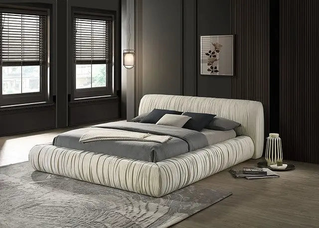 Norr Upholstered Platform Bed – Ivory (Queen / Eastern King) Denmark Home