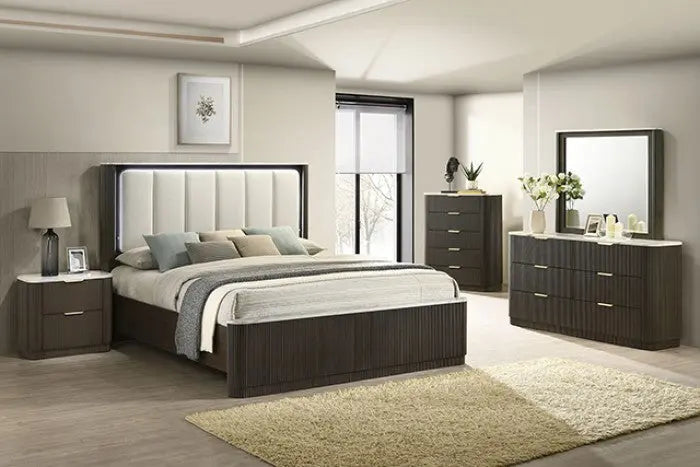 Stellan 5-Piece Queen Bedroom Set with 2 Nightstands – Dark Walnut Denmark Home