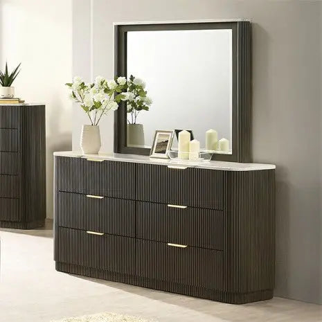 Stellan Dresser – Dark Walnut with Marble Top Denmark Home