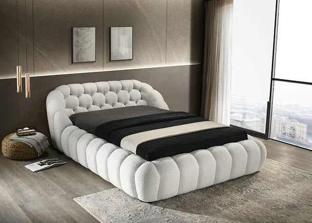 Vale Upholstered Platform Bed – White (Queen / Eastern King) Denmark Home
