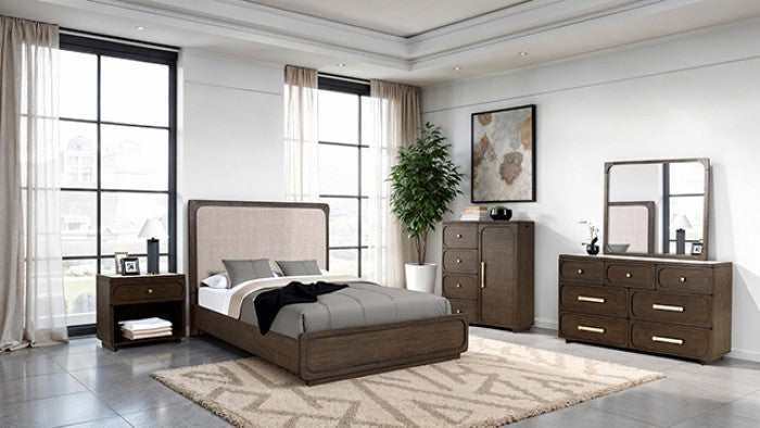 Alessandre 5-Piece Queen Bedroom Set with 2 Nightstands – Dark Walnut
