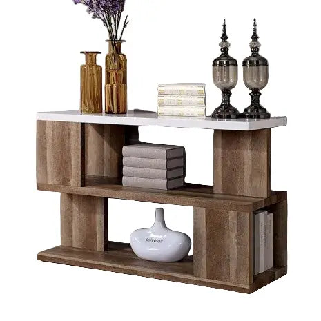 Elix Sofa Table – White & Natural Two-Tone with Open Shelf Denmark Home