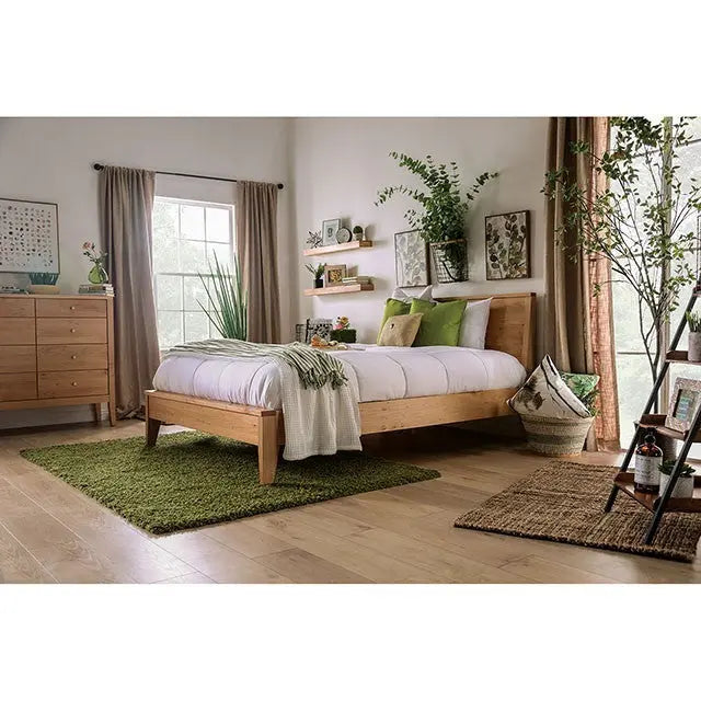 Skara Solid Wood Platform Bed – Light Oak, Mid-Century Modern Denmark Home