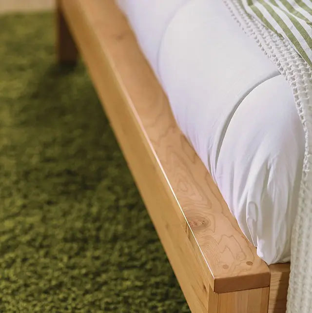 Skara Solid Wood Platform Bed – Light Oak, Mid-Century Modern Denmark Home
