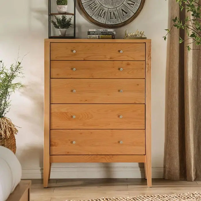 Skara 5-Drawer Chest – Solid Wood, Light Oak Denmark Home