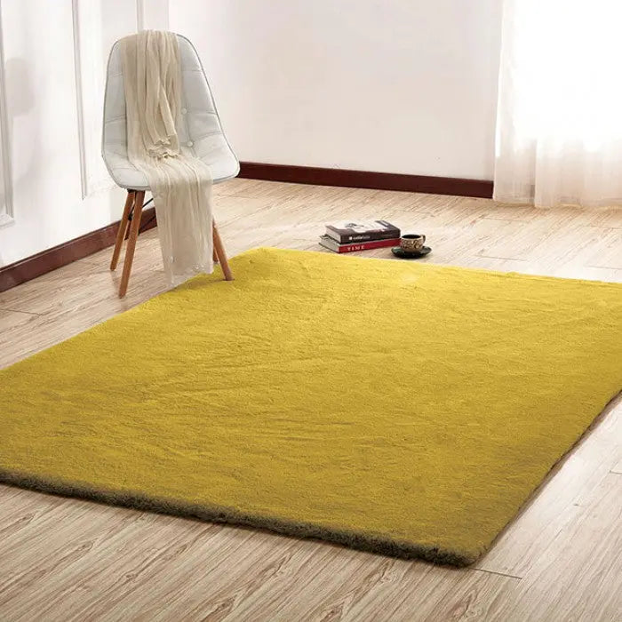 Leon plush Area Rug – Gold Faux Chinchilla Texture Denmark Home