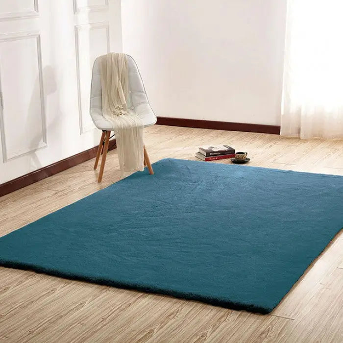 Leon plush Area Rug – Teal Faux Chinchilla Texture Denmark Home